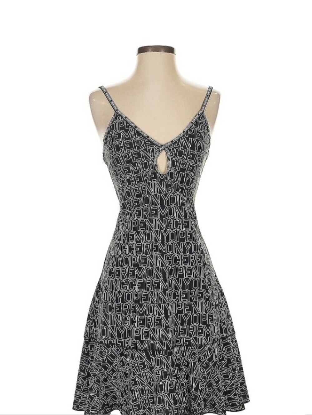 Opening Ceremony Black Dress with White All-Over Logo Print